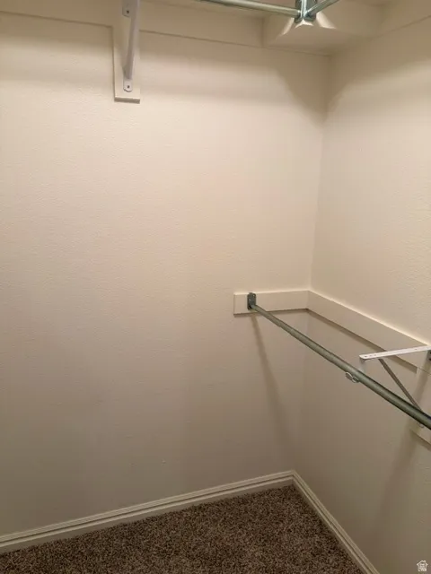 Built-in closet shelving and hanging rods Walk-in master closet
