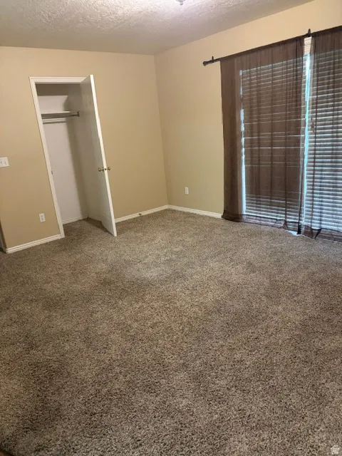 Wall-to-wall carpeting, bi-fold closet doors, and sliding glass doors