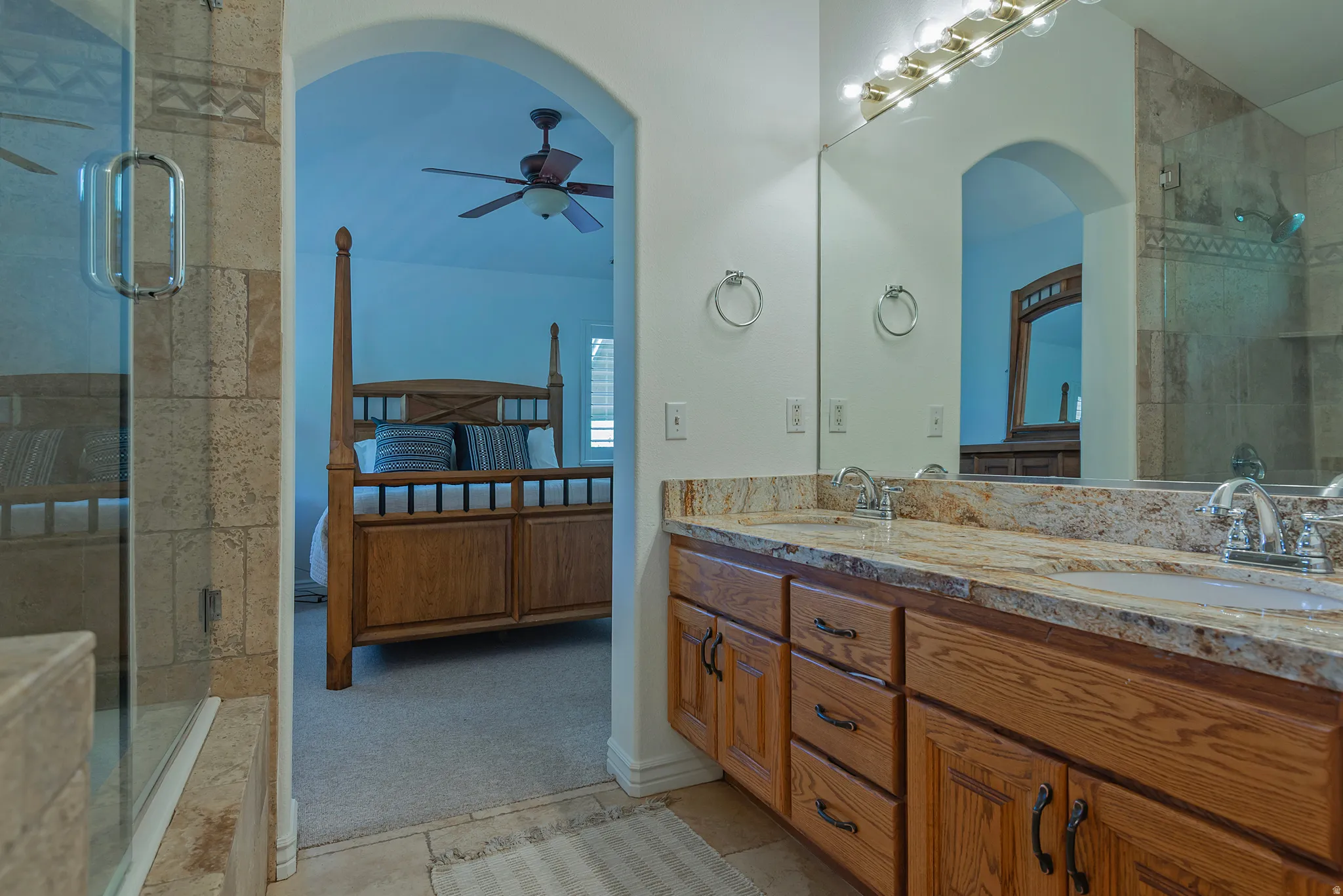 Primary Bathroom to the Primary Bedroom