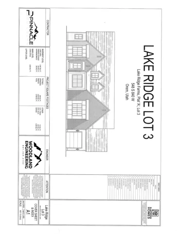 Architectural Drawing, Cover Sheet. Detailing the property's location, square footages, and project participants