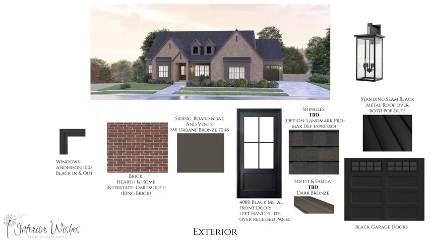 Exterior Design Specification. Detailing material selections and finishes for the property's exterior