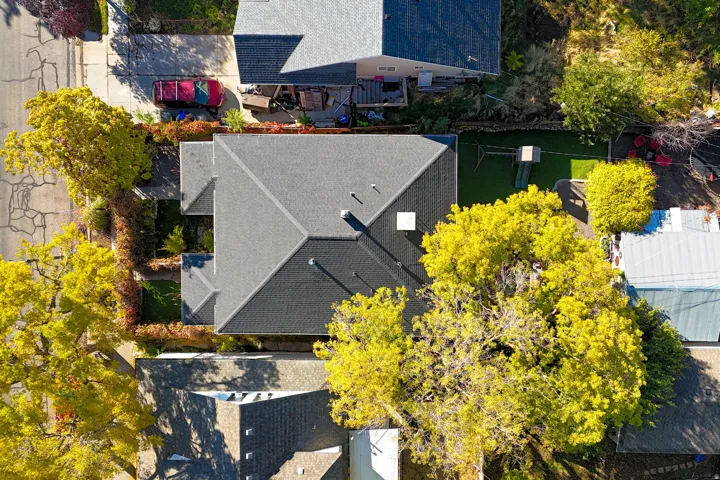 Asphalt shingle roof with multiple gables