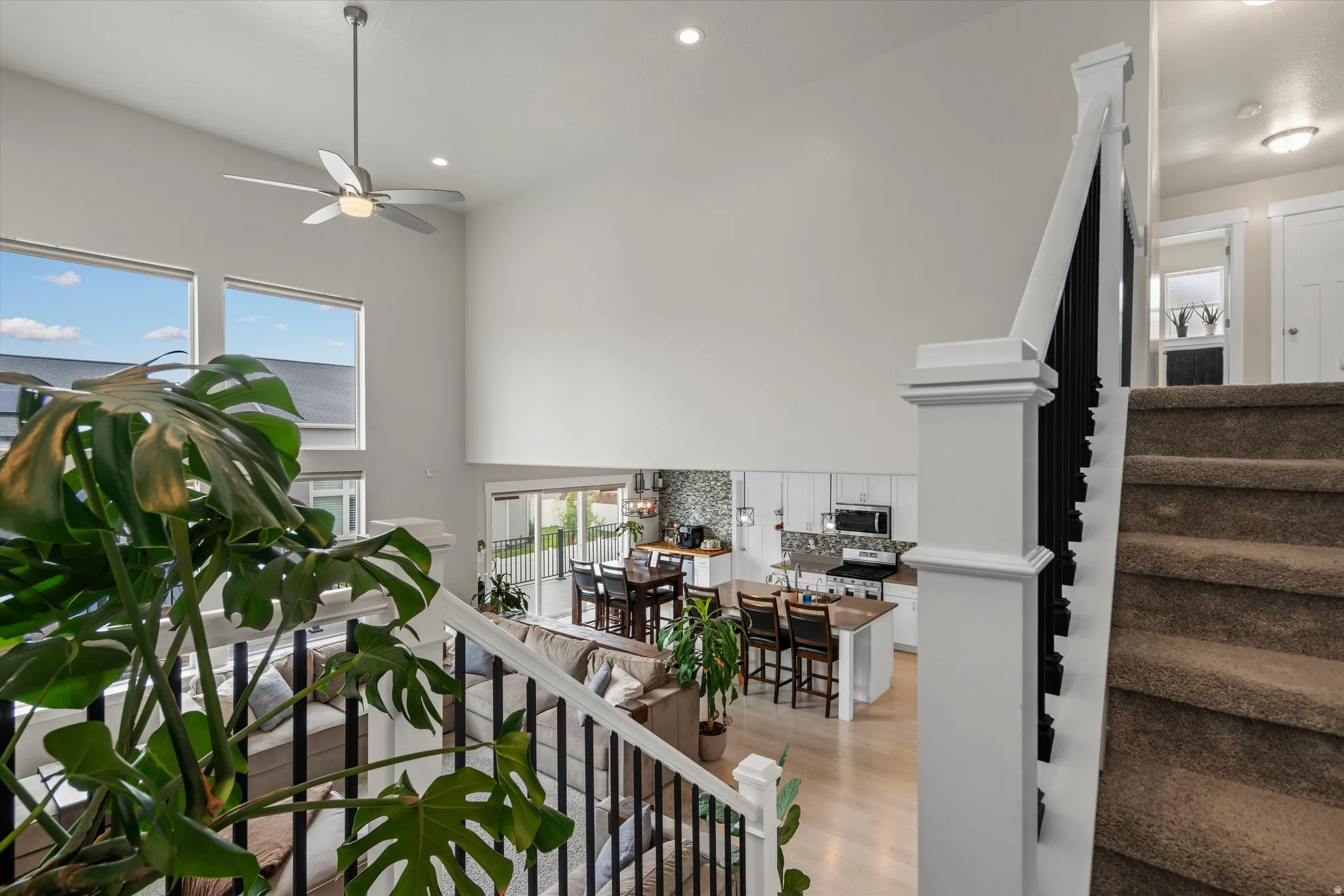 The stairway off of the living room takes you to the second level of the home.