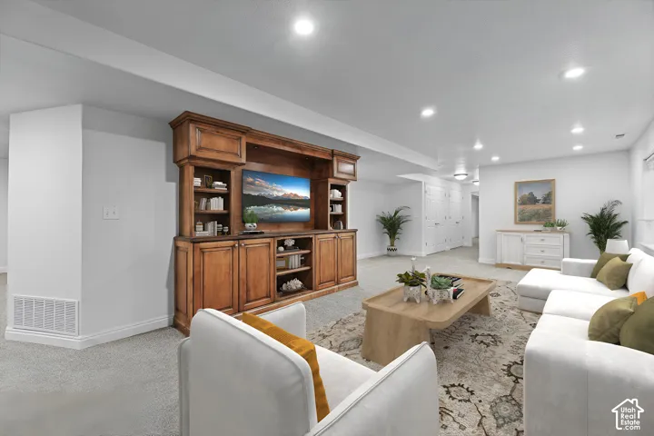 Basement Family room with Virtual Staging
