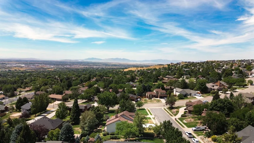 Aerial view of home looking West.