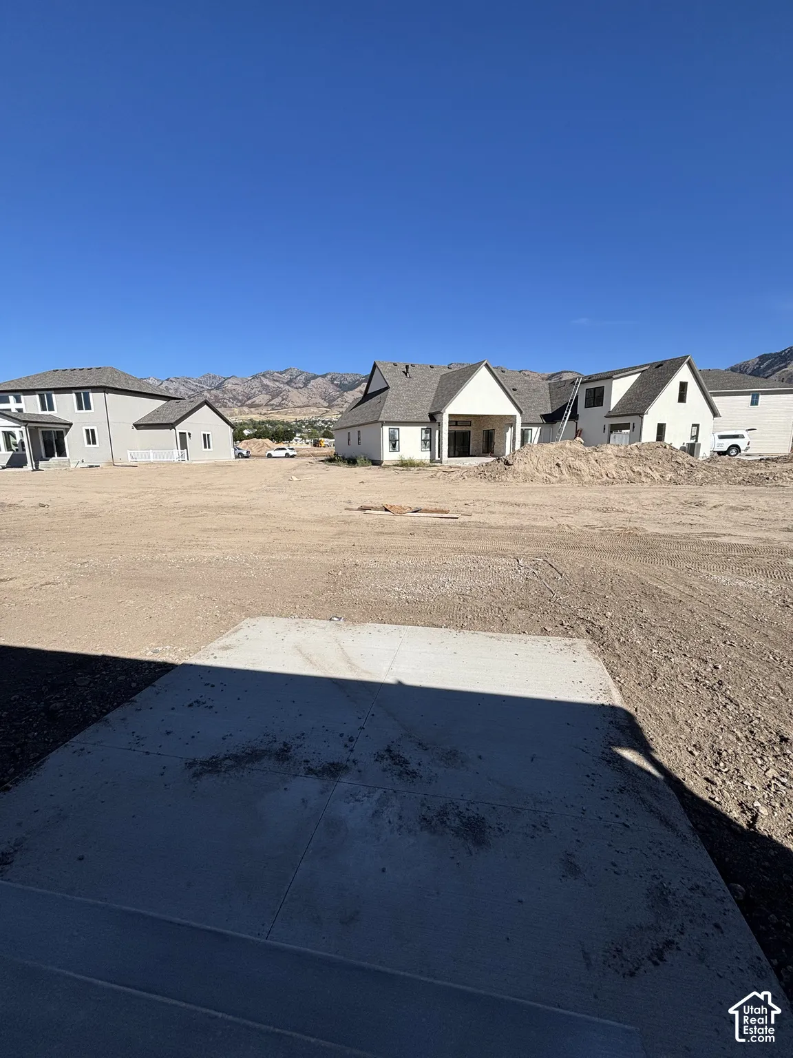 Concrete pad with mountain backdrop