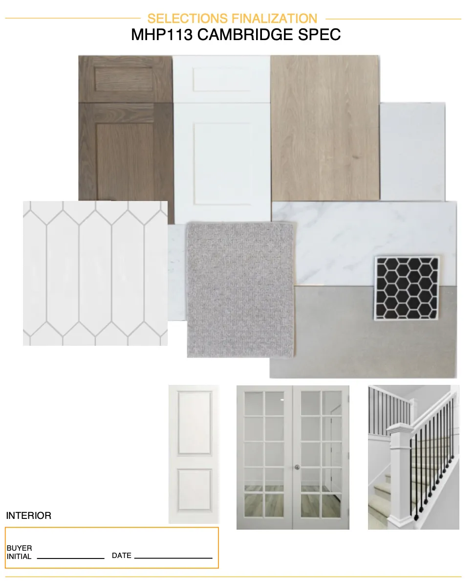 Selections Finalization Document. Detailing material and fixture specifications for the property