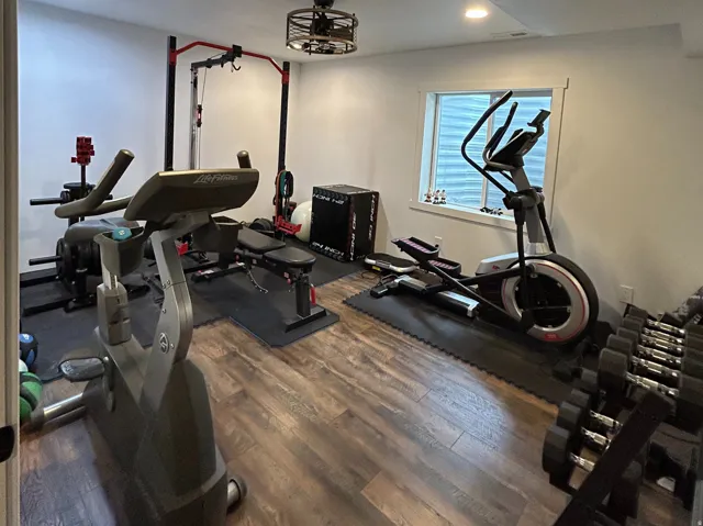 Could be a potential 5th bedroom with added closet. Currently used as a gym.