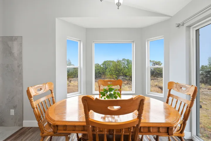 Nice dining area with bay window to view wildlife passing through almost every morning!