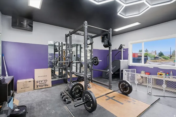 Could be a gym, bedroom, office, movie room...