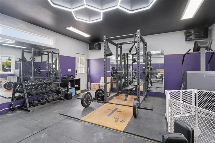 Could be a gym, bedroom, office, movie room...
