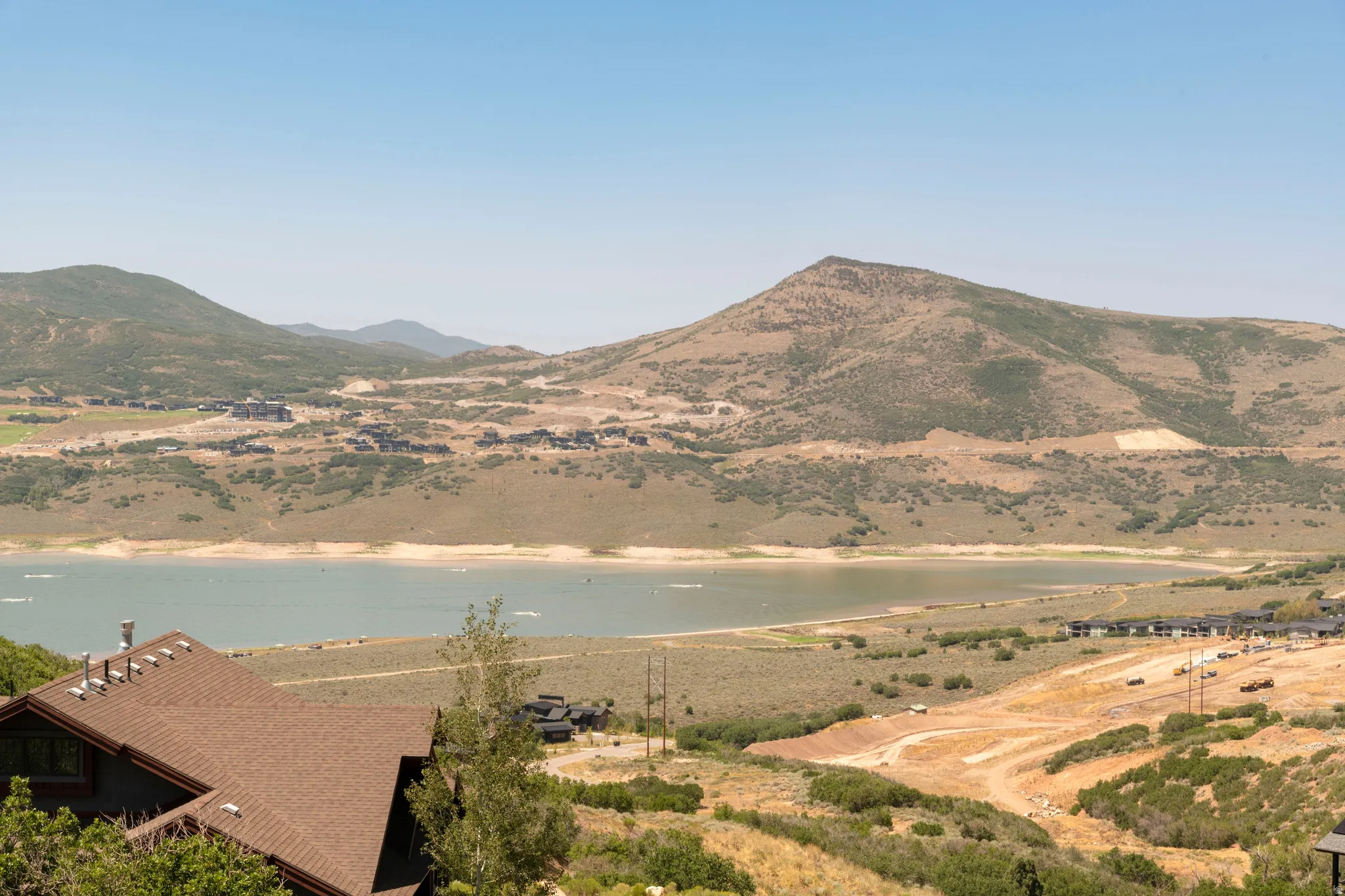 Mountainous terrain with a prominent body of water