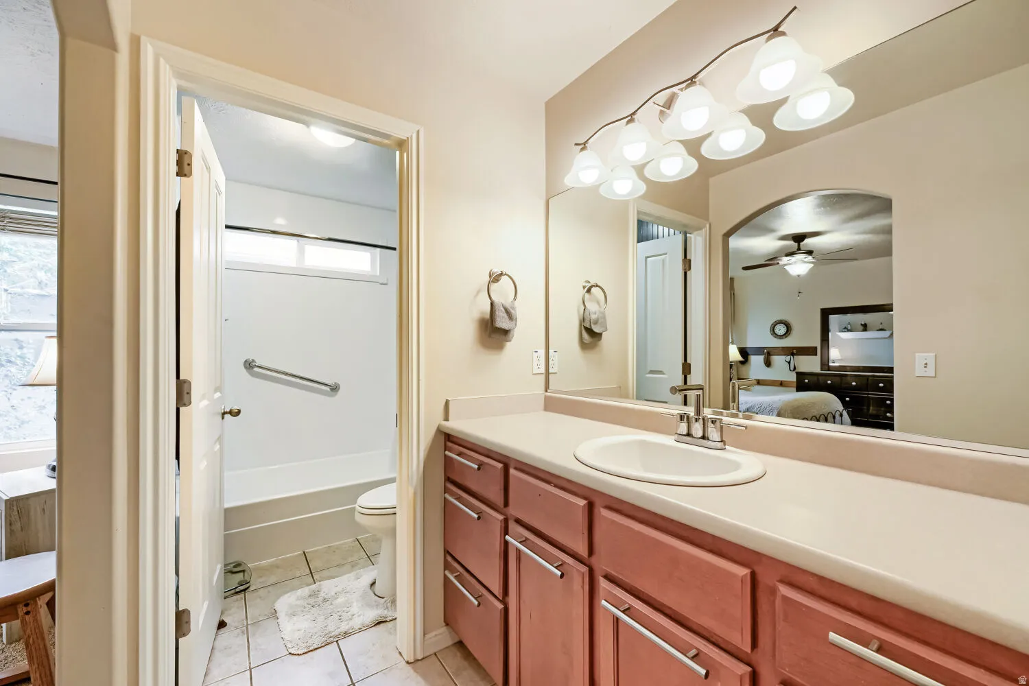 Primary bath, separate tub and toilet room