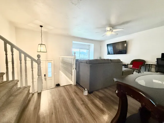 Wood-finish flooring throughout the main living area