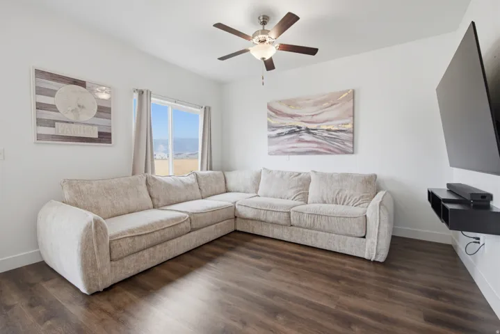 Wood-finish flooring with white walls