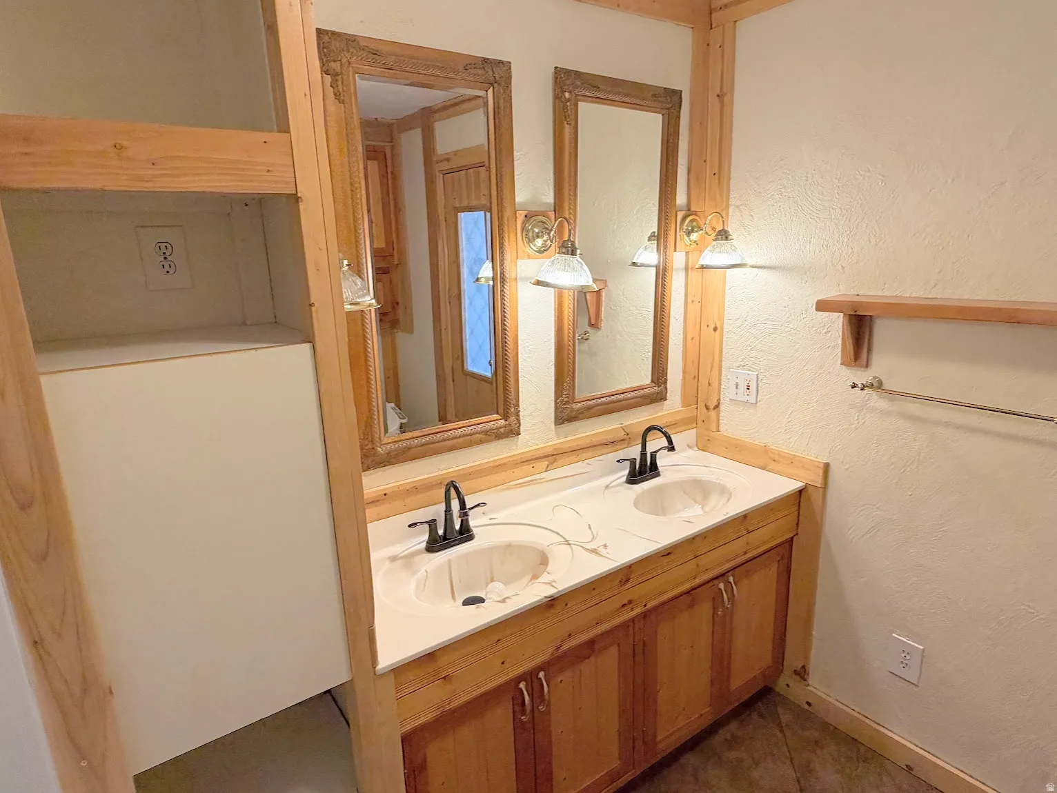 Double sink vanity on main floor