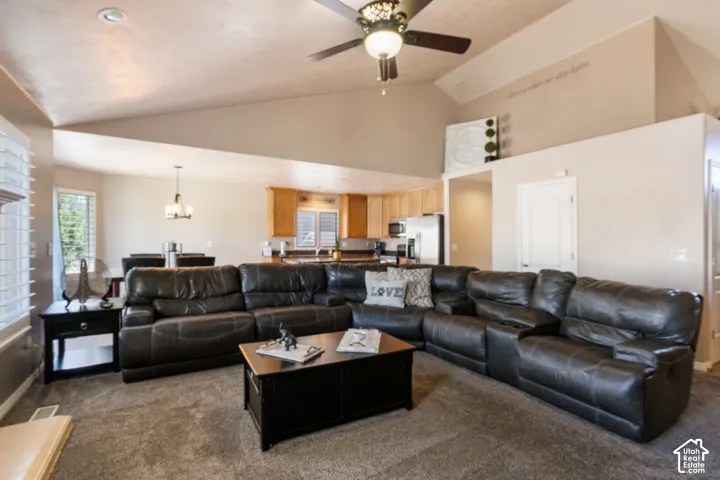 Vaulted ceilings with a ceiling fan light fixture
