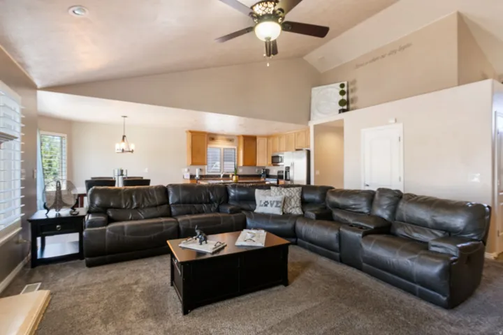 Vaulted ceilings with a ceiling fan light fixture