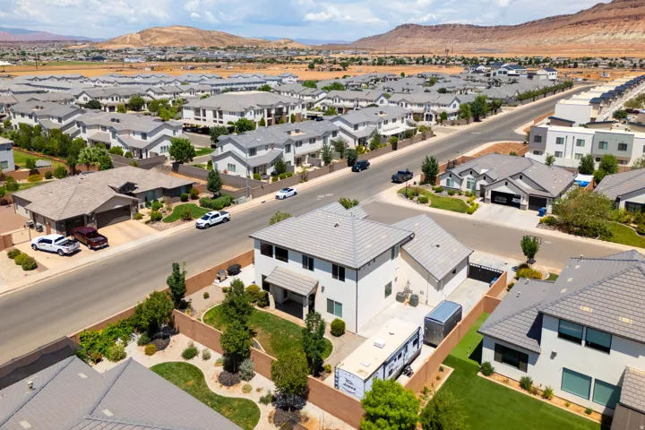 Modern residential development featuring a consistent architectural style and desert landscaping