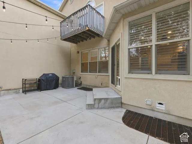 Private concrete patio with direct exterior access