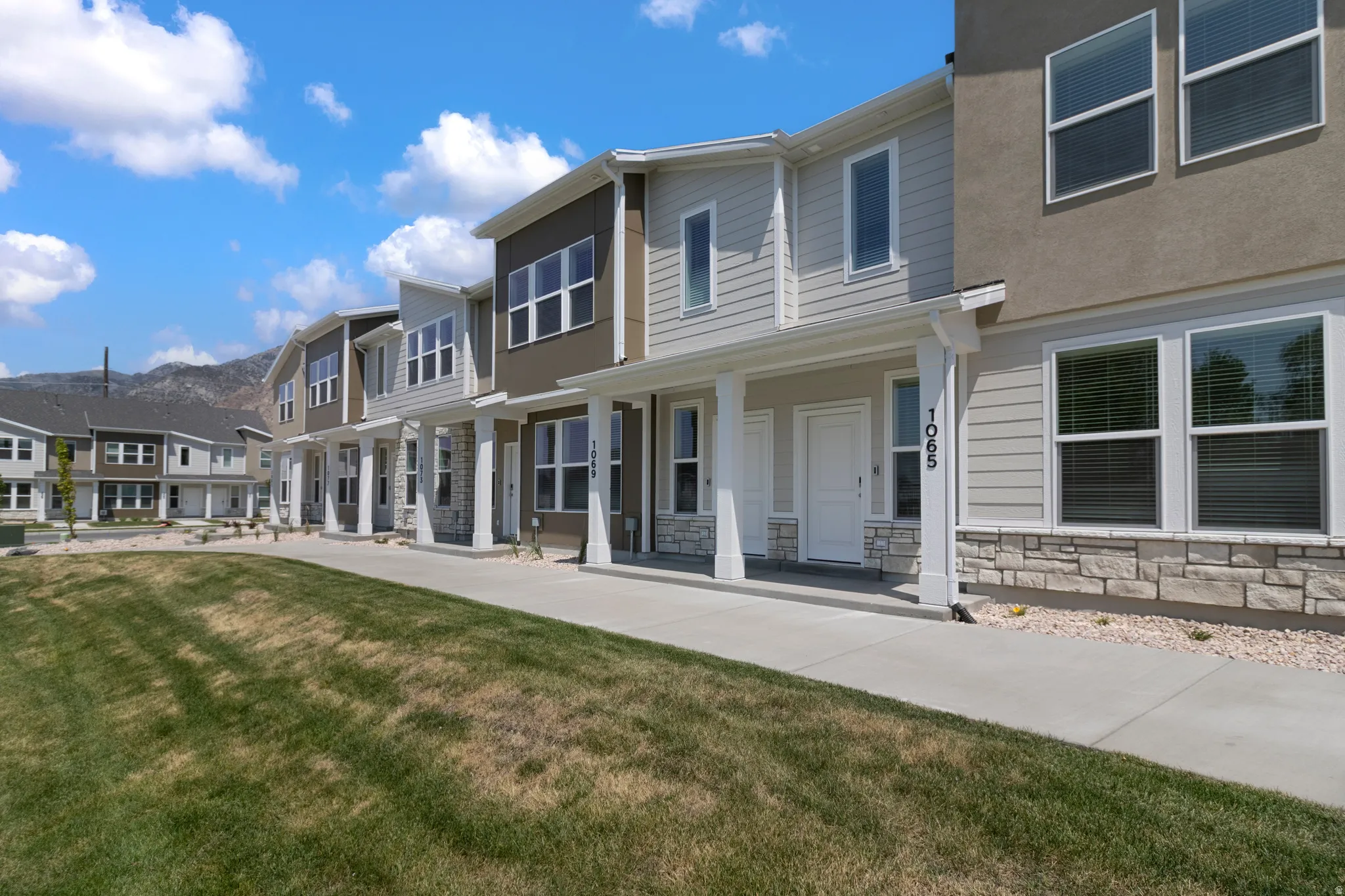 Modern townhome community featuring newly constructed residences with contemporary architectural styling