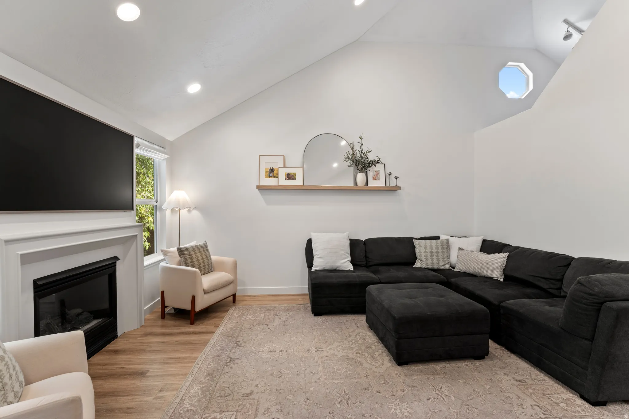 Living Room with Vaulted Ceilings