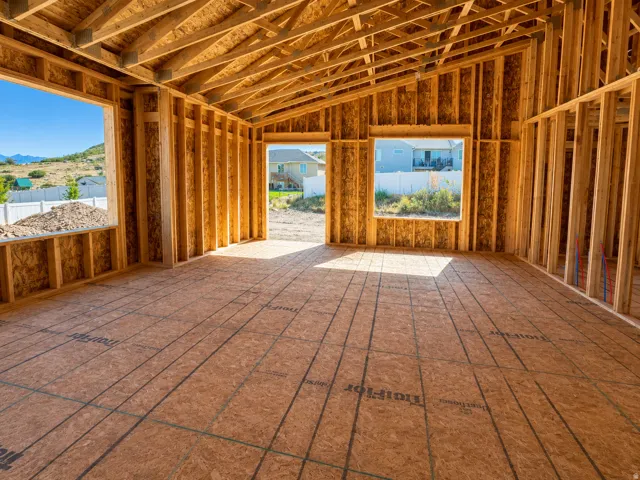 Photo of actual home at framing stage. AI  has been used to clean up photos