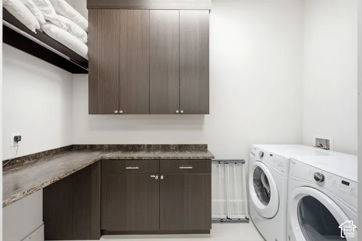 Built-in cabinetry, extensive counter space, and an integrated overhead shelf