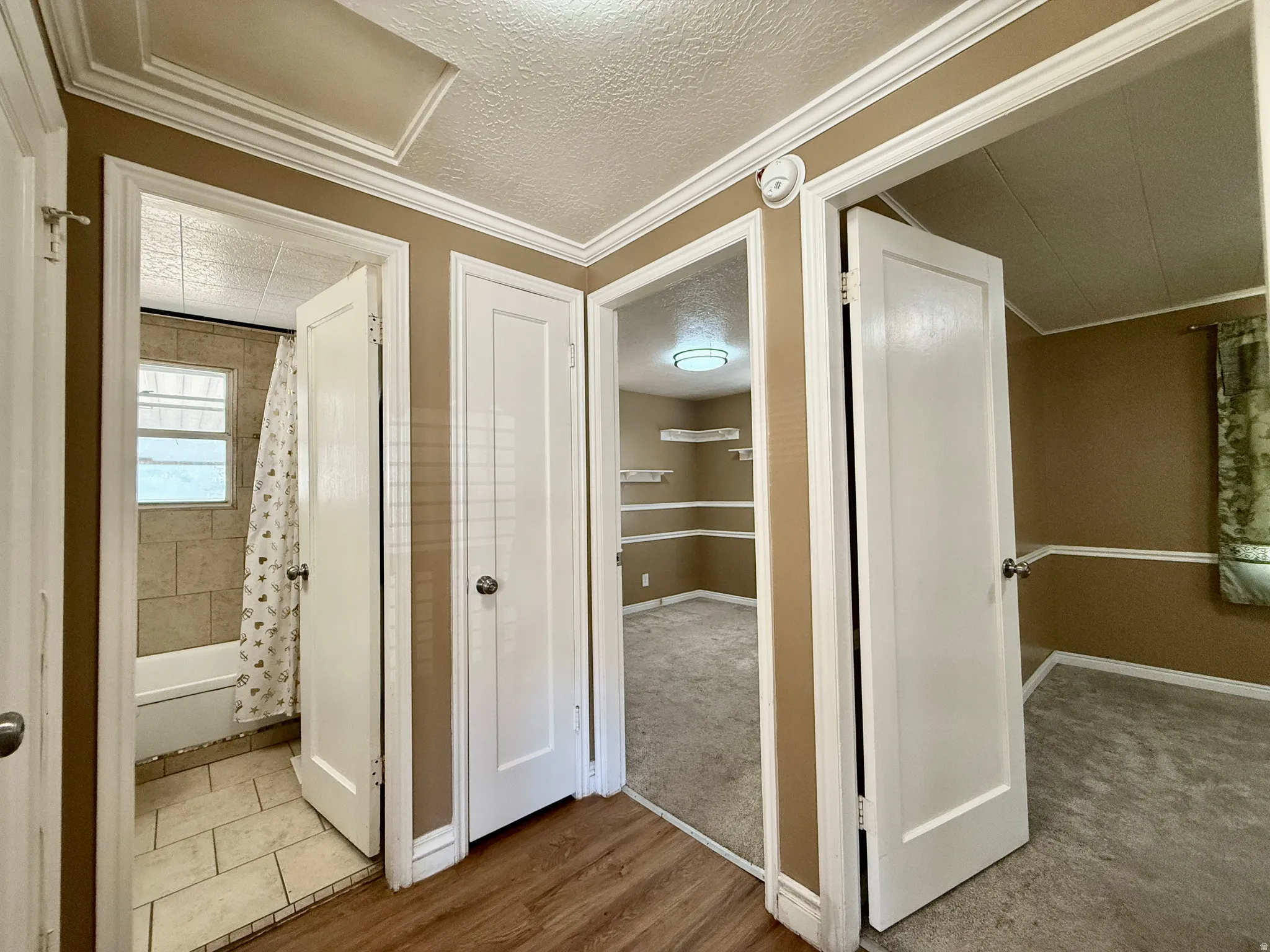 Wood-finish flooring in the hallway