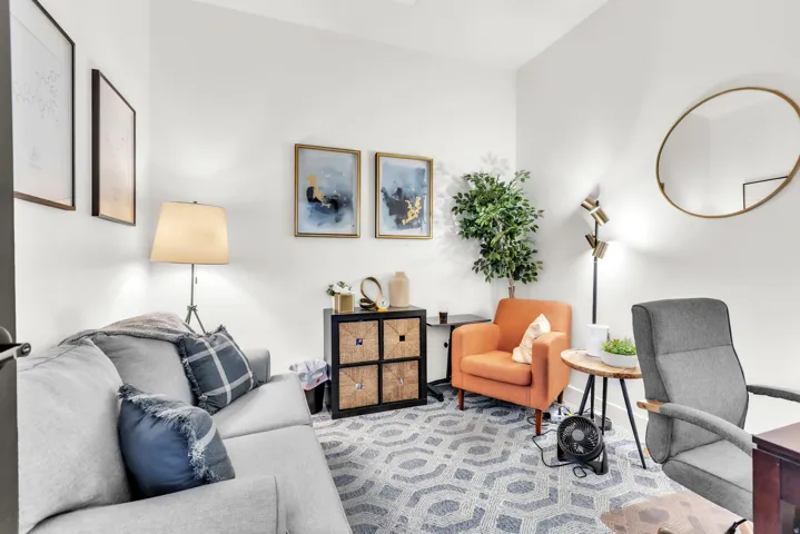 White walls with framed artwork