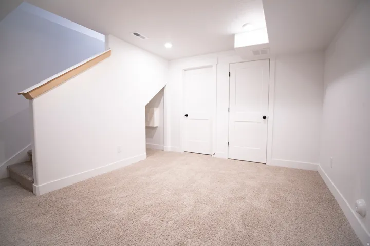 Fully finished family room in basement.
