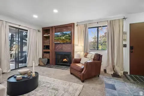 Lving room with Wood burning fireplace