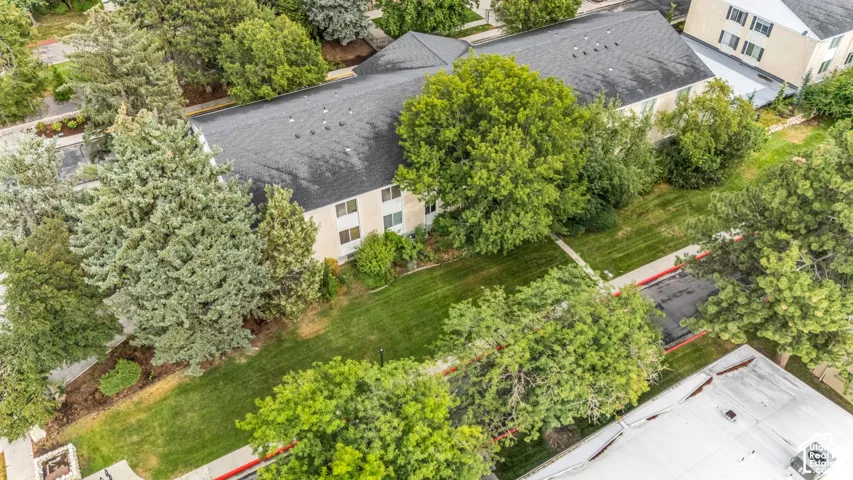Mature landscaping with established trees, manicured lawns, and paved pathways
