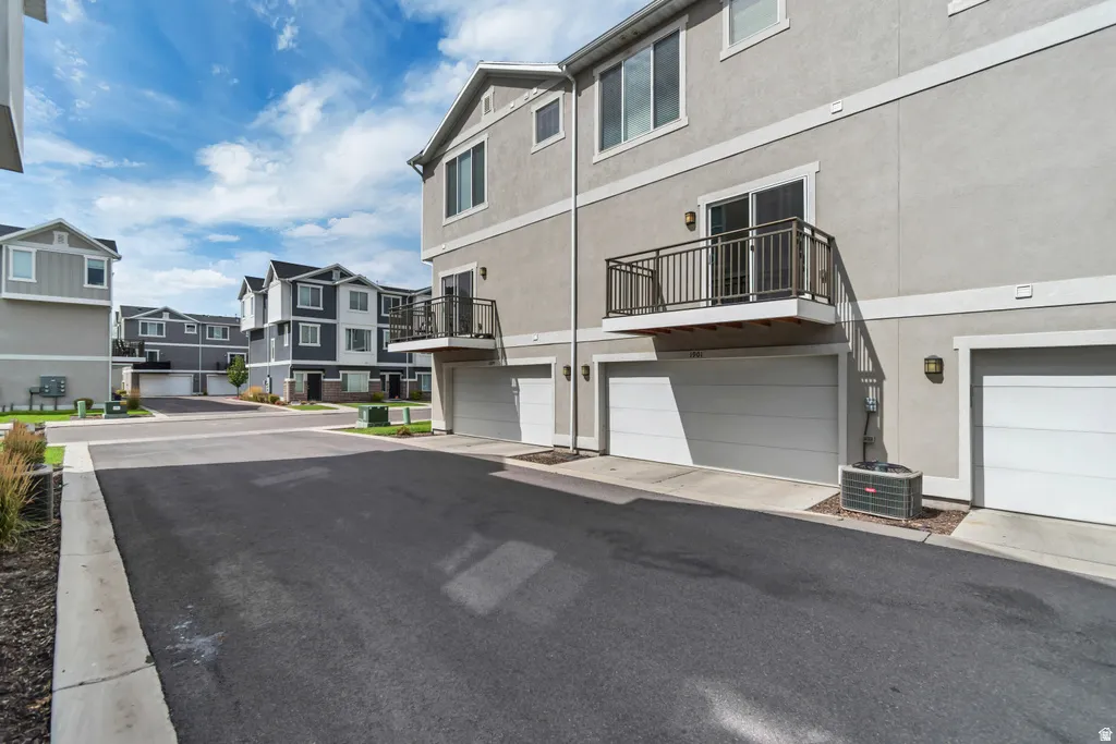 Attached private balconies and multiple single-car garages