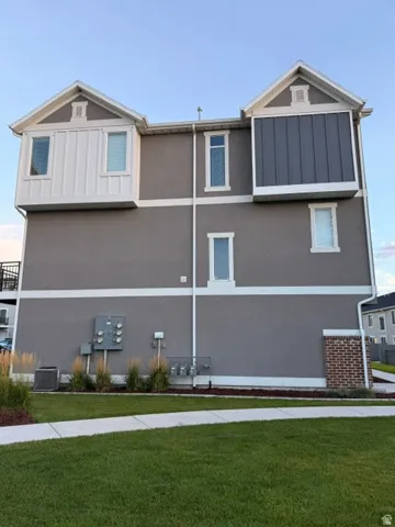 Stucco exterior with contrasting decorative architectural elements