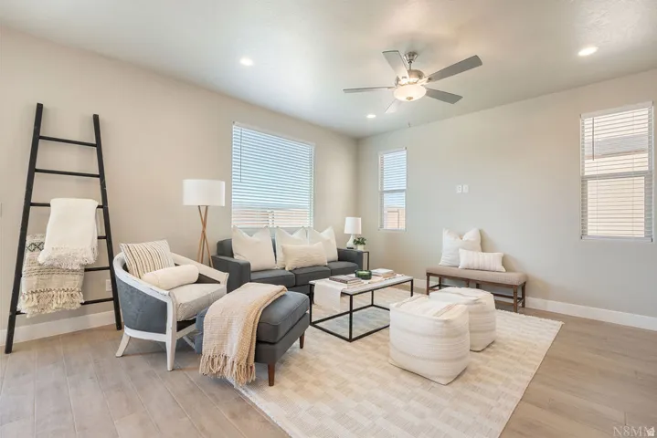 Wood-finish flooring throughout