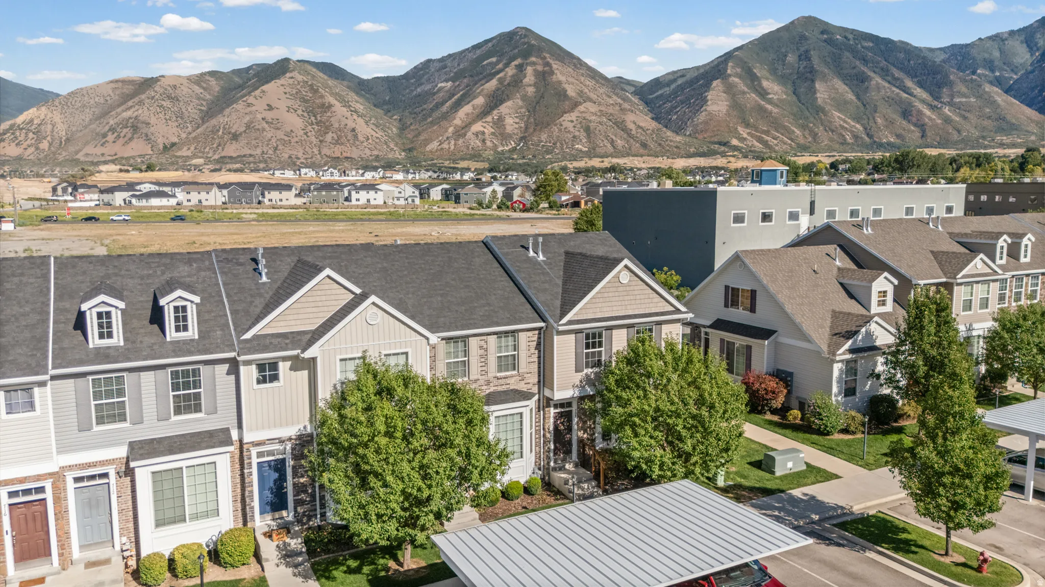 Residential neighborhood featuring mountain scenery