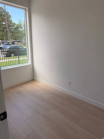 Light wood-finish flooring with a matte finish