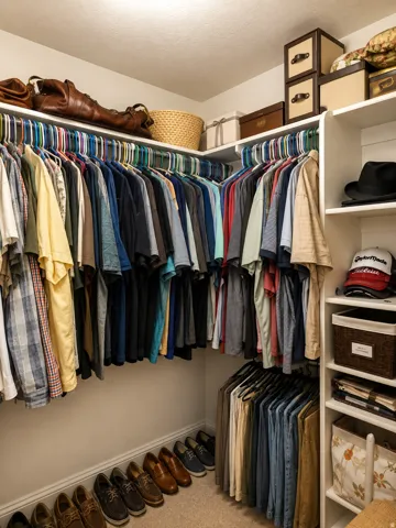 Primary's walk-in closet with built-in organizers.
