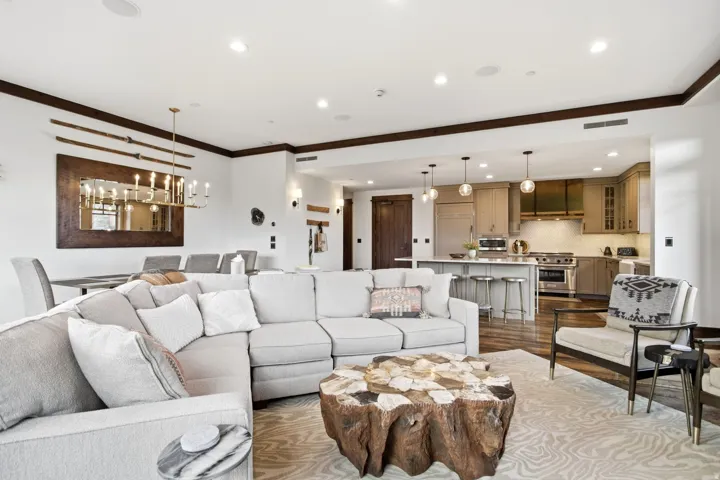 Open-concept living area featuring hardwood flooring