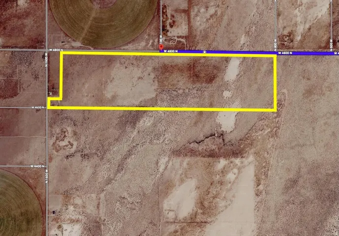 Aerial Map. Outlining the boundaries of the property and adjacent roads
