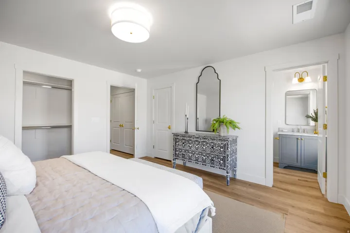 Wood-finish flooring with white walls