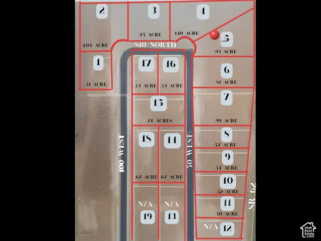 Plot Plan. Illustrating parcel divisions with corresponding acreage and street designations