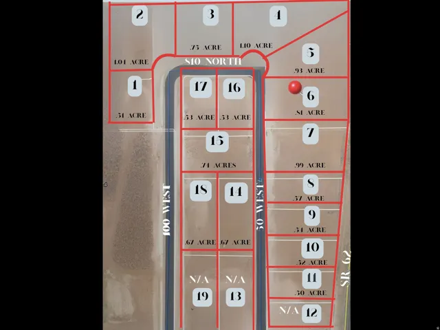 Site Plan. Illustrating parcel divisions and corresponding acreage for the property