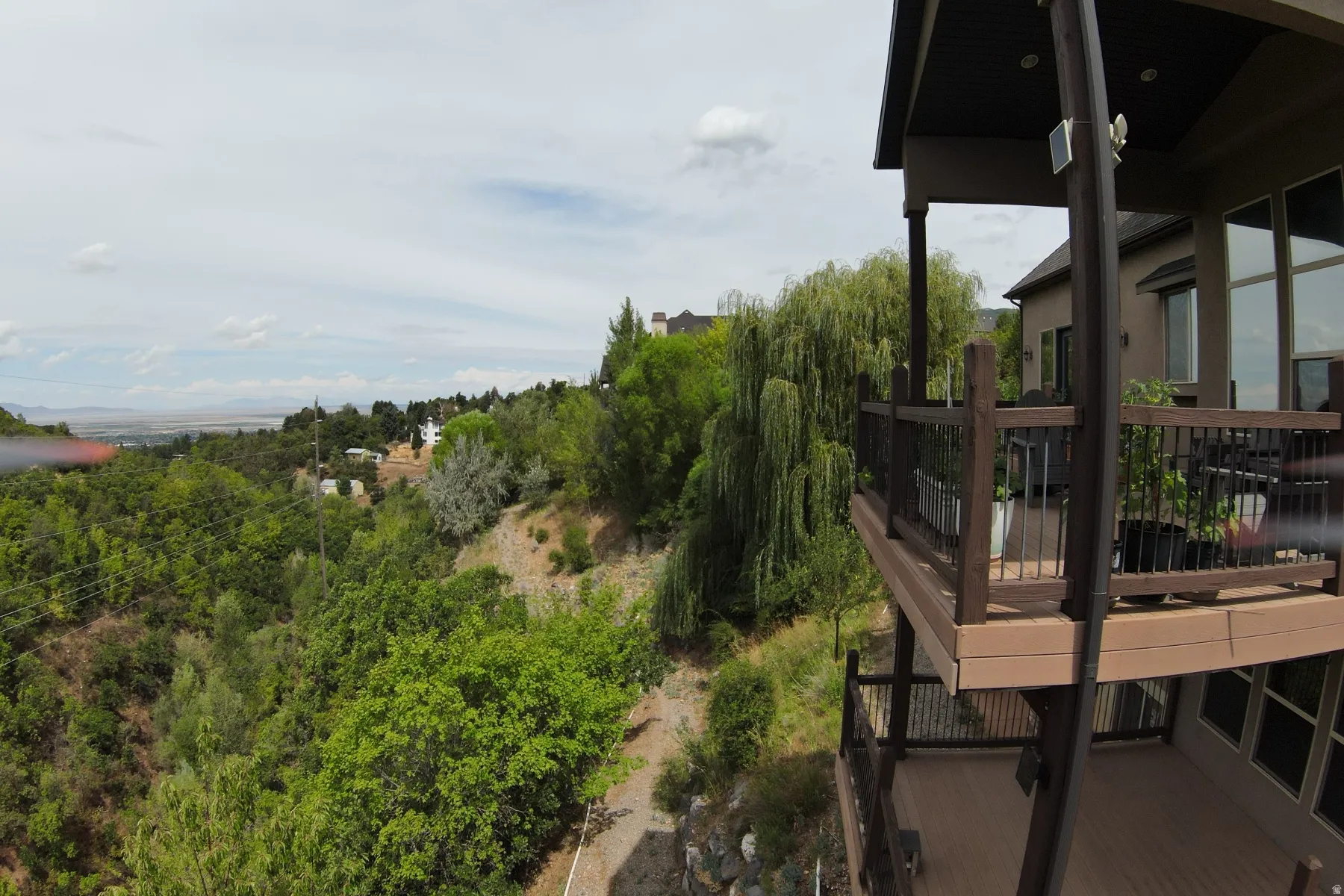 Multi-level deck with composite decking and dark railings