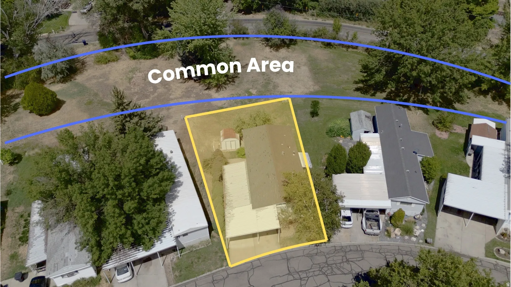 Map of mobile home pad and common area