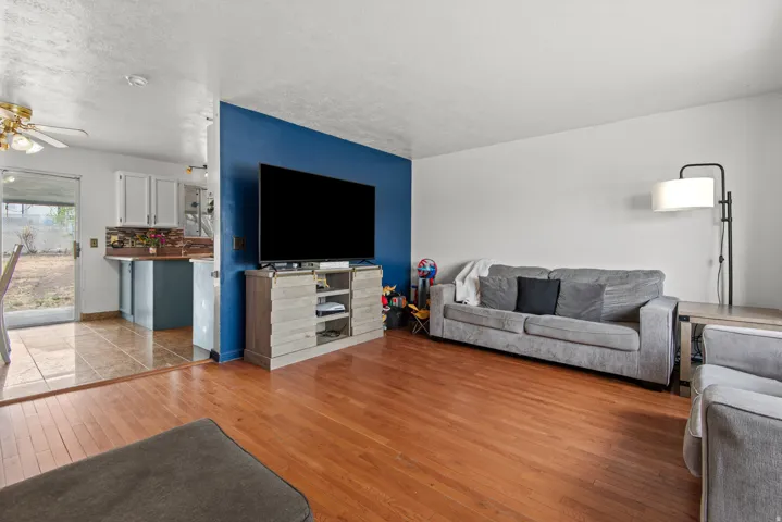 Wood-finish flooring throughout the living space
