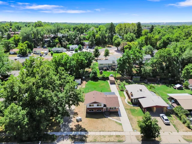 Residential neighborhood with mature trees