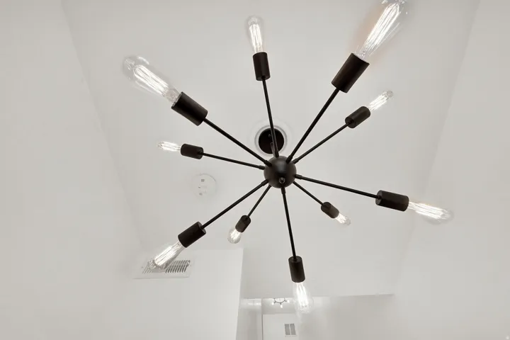 Mid-century modern sputnik chandelier with exposed filament bulbs