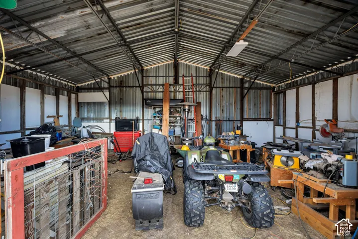 Interior of barn.